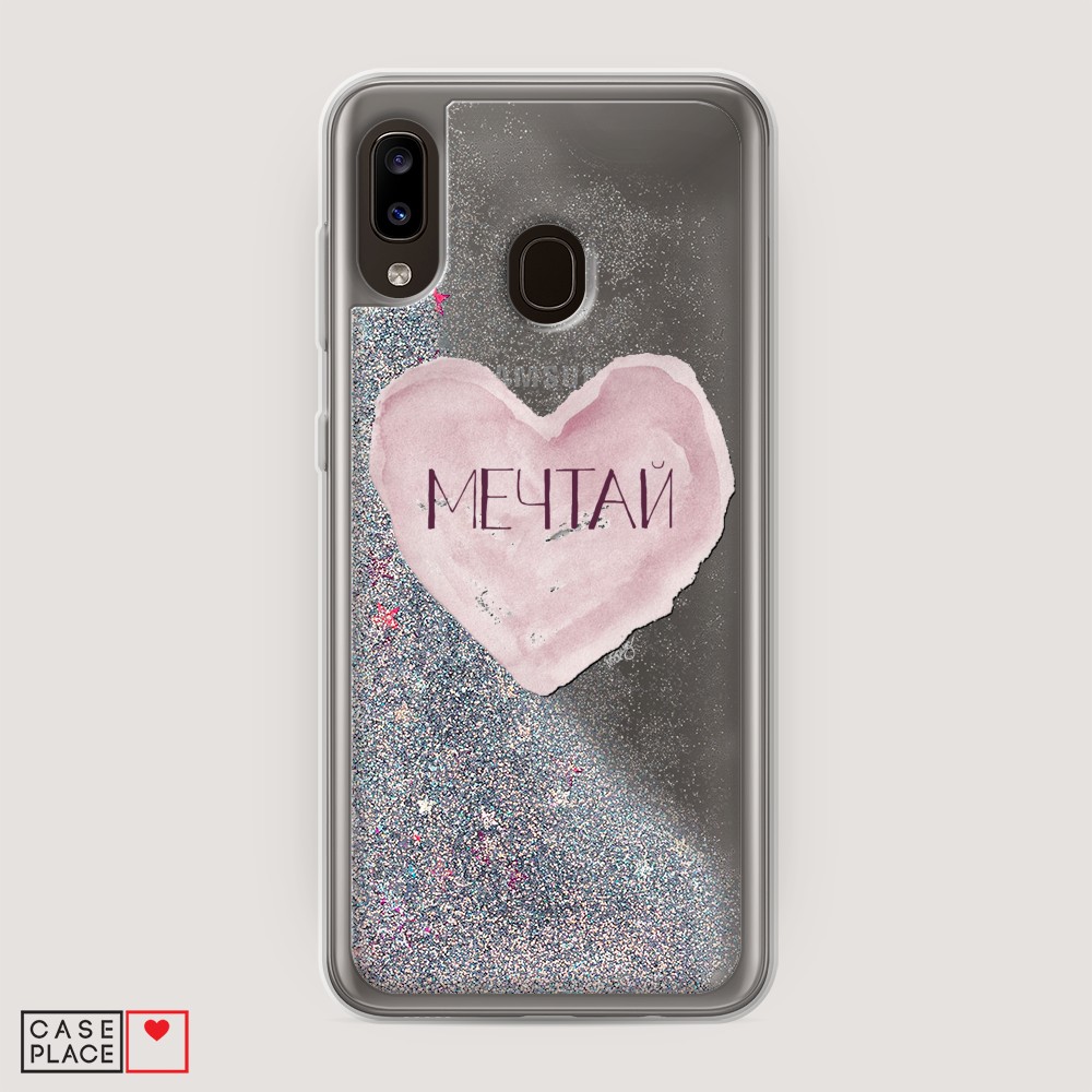 

Жидкий чехол с блестками "Мечтай сердце" на Samsung Galaxy A30, 27591-1