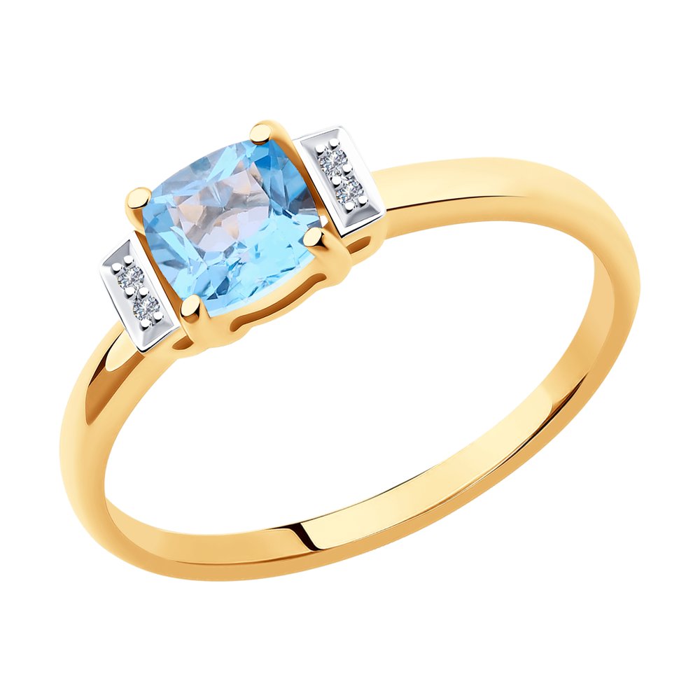 

Кольцо из красного золота с бриллиантом/топазом р.  SOKOLOV Diamonds 6014146, 6014146