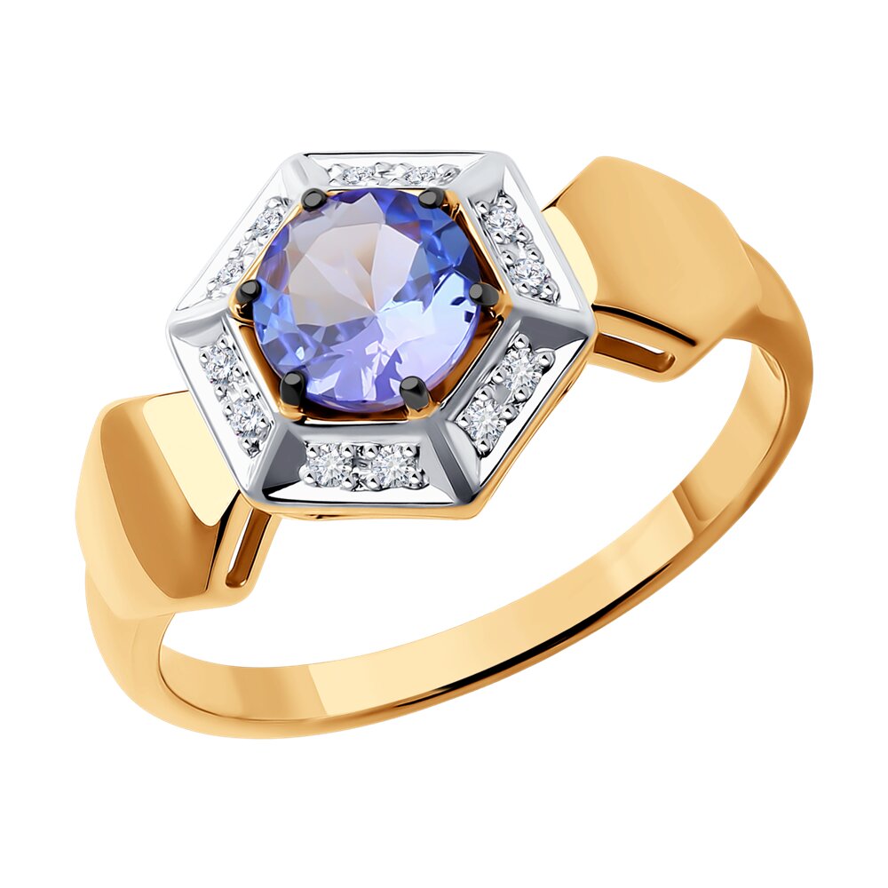 

Кольцо из красного золота с бриллиантом/танзанитом р. 18 SOKOLOV Diamonds 6014050, 6014050