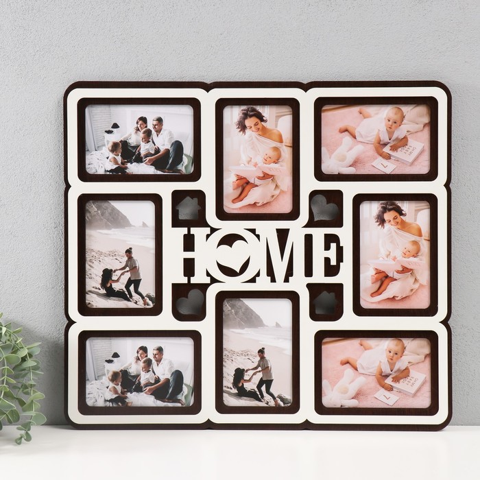 

Фоторамка ProfArt ЛХДФ Home 46х51 на 8 фото 10x15 см, Белый;коричневый