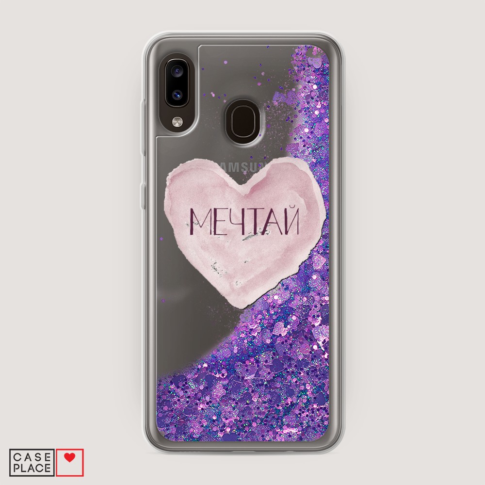 

Жидкий чехол с блестками "Мечтай сердце" на Samsung Galaxy A20, 27692-1
