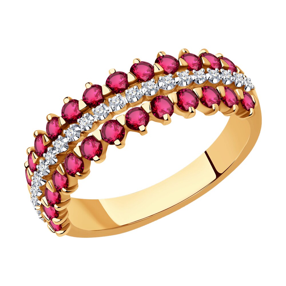

Кольцо из красного золота с бриллиантом/рубином р. 17 SOKOLOV Diamonds 4010703, 4010703