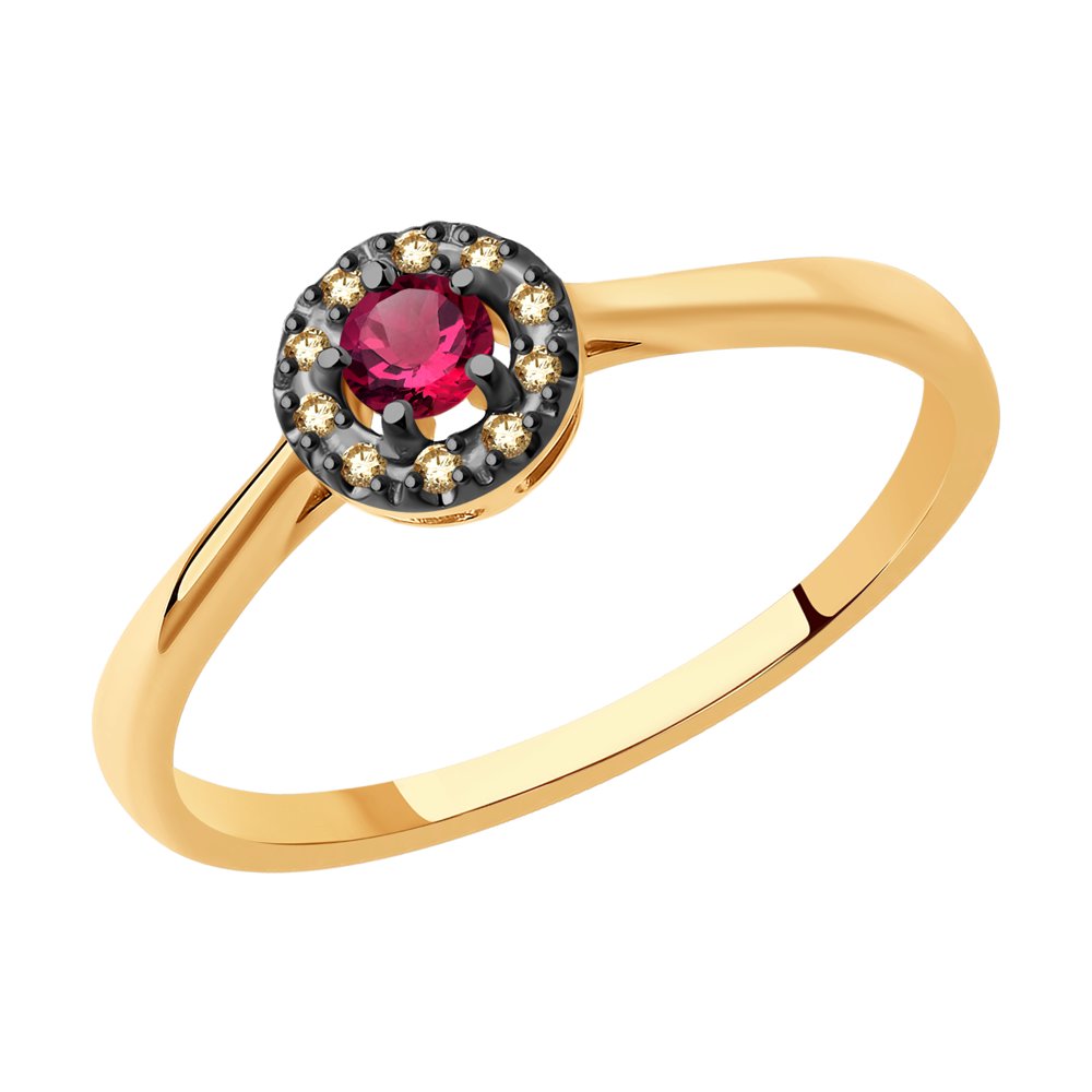 

Кольцо из красного золота с бриллиантом/рубином р. 18,5 SOKOLOV Diamonds 4010651, 4010651