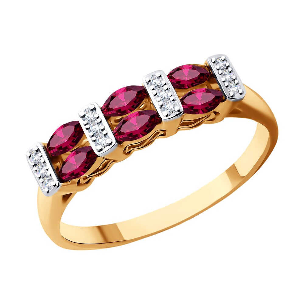 

Кольцо из красного золота с бриллиантом/рубином р. 17,5 SOKOLOV Diamonds 4010565, 4010565