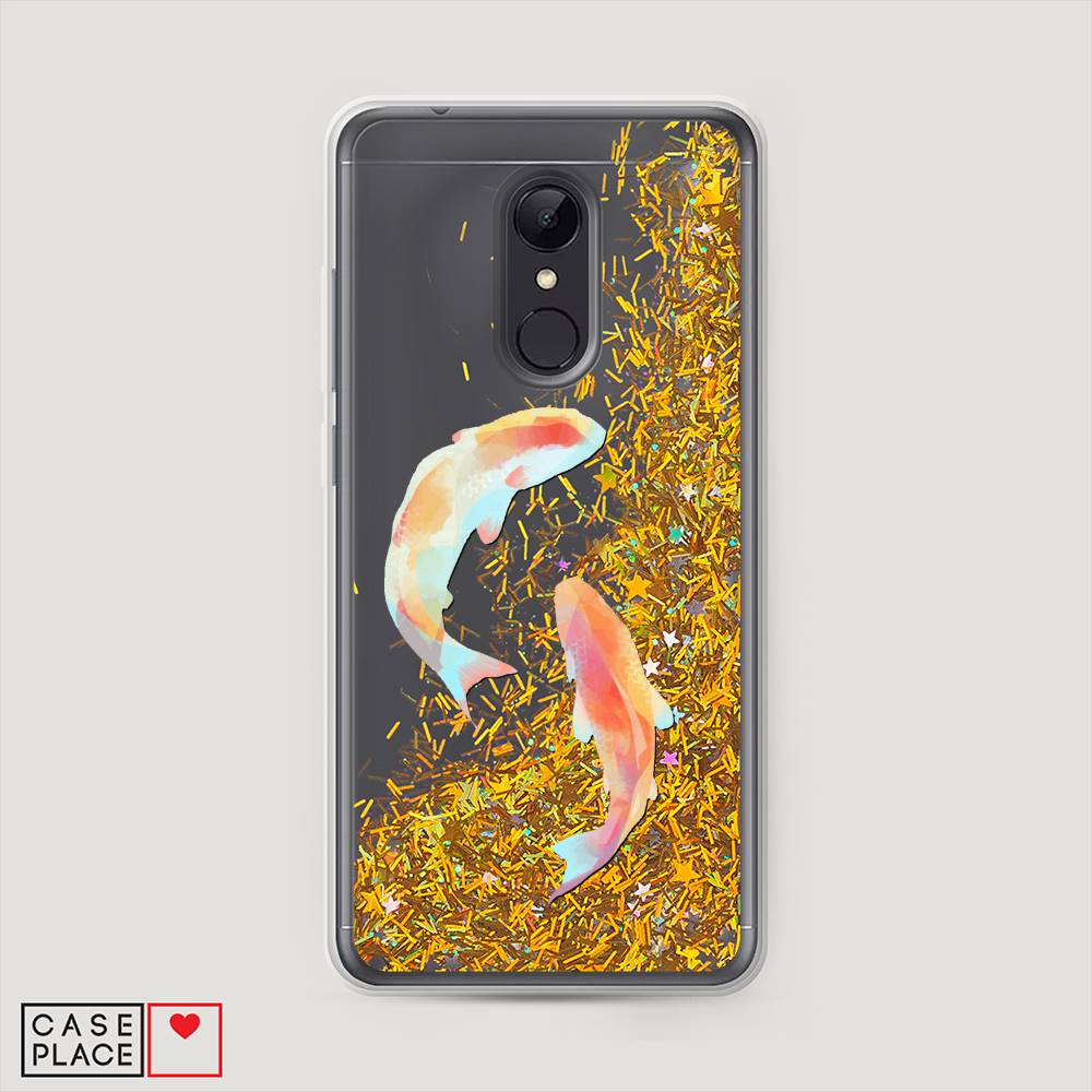 фото Жидкий чехол с блестками "акварельные карпы" на xiaomi redmi 5 awog
