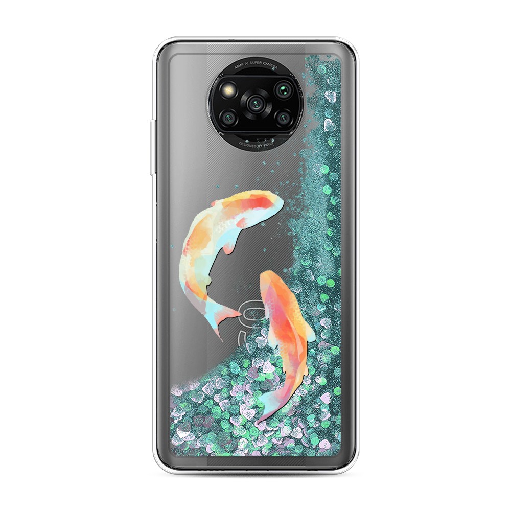 

Жидкий чехол с блестками "Акварельные карпы" на Xiaomi Poco X3 Pro, 310695-1