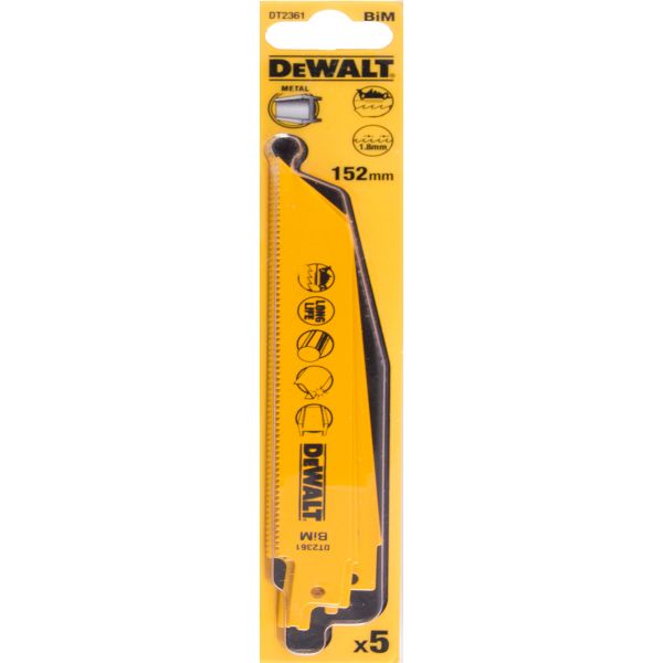 

Полотно DEWALT DT2361-QZ, по металлу биметалл., BiM, 152 x 1.8 мм, S922BF, 5 шт.