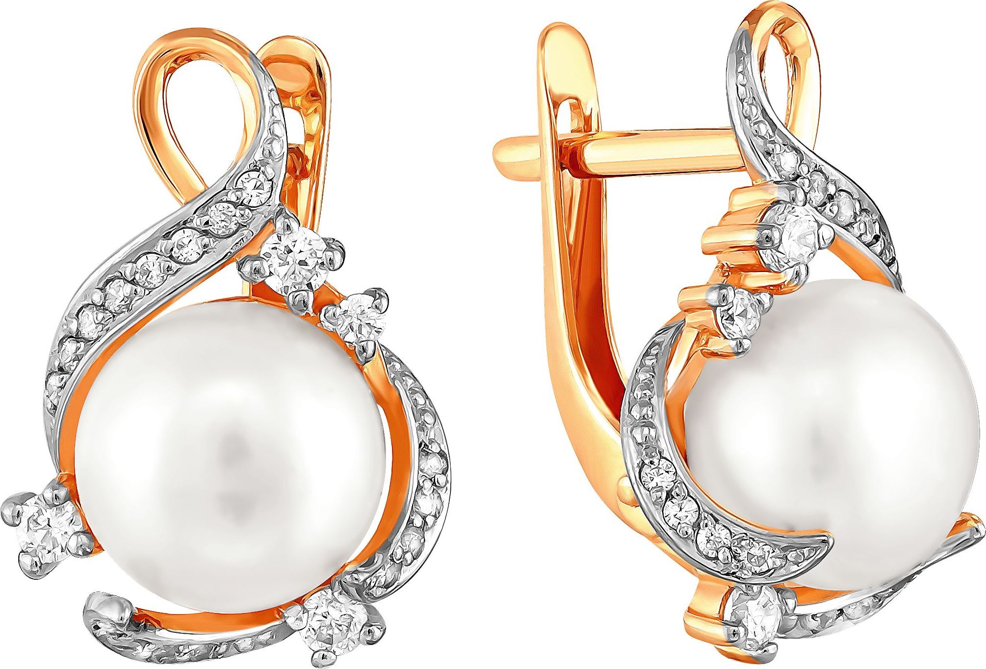 

Серьги женские из золота Примаэксклюзив 290-1-818Р, жемчуг/фианит, 290-1-818Р
