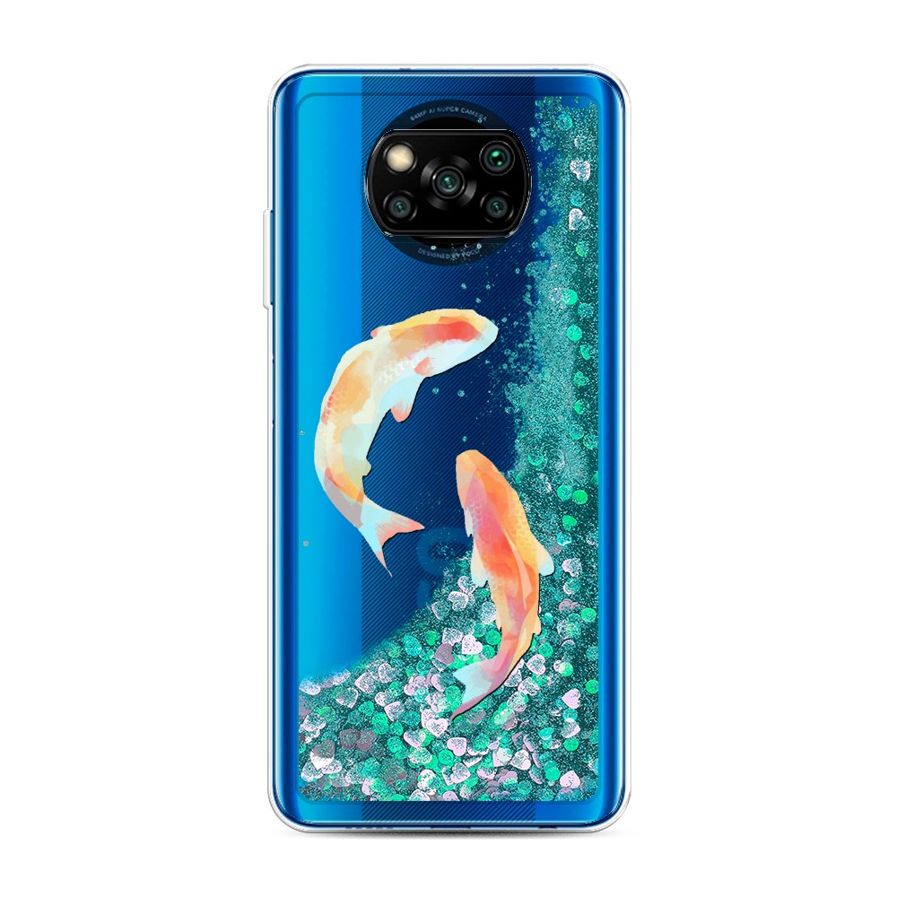 

Жидкий чехол с блестками "Акварельные карпы" на Xiaomi Poco X3 NFC, 39295-1