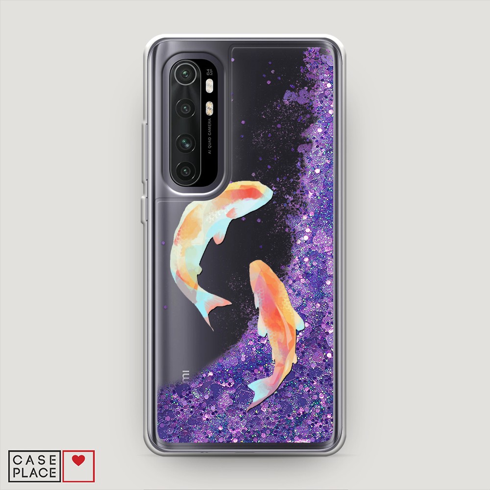 

Жидкий чехол с блестками "Акварельные карпы" на Xiaomi Mi Note 10 lite, 38492-1