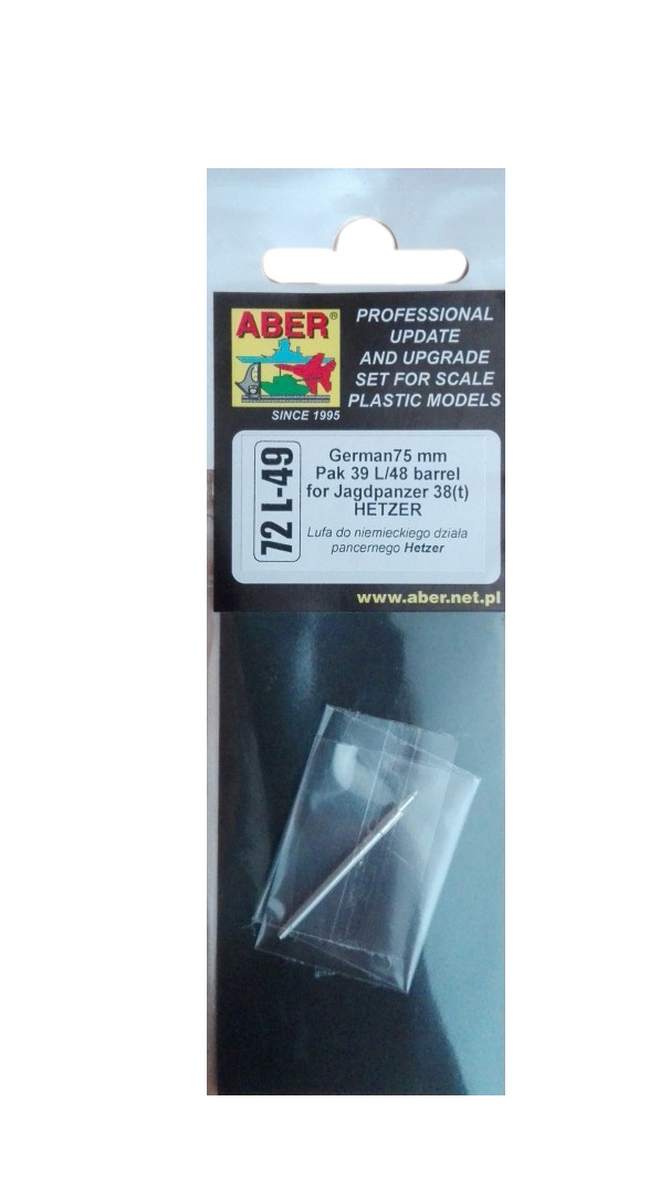

72 L-49 Aber 1/72 German 75 mm Pak39 L/48 barrel for Hetzer, 72 L-49
