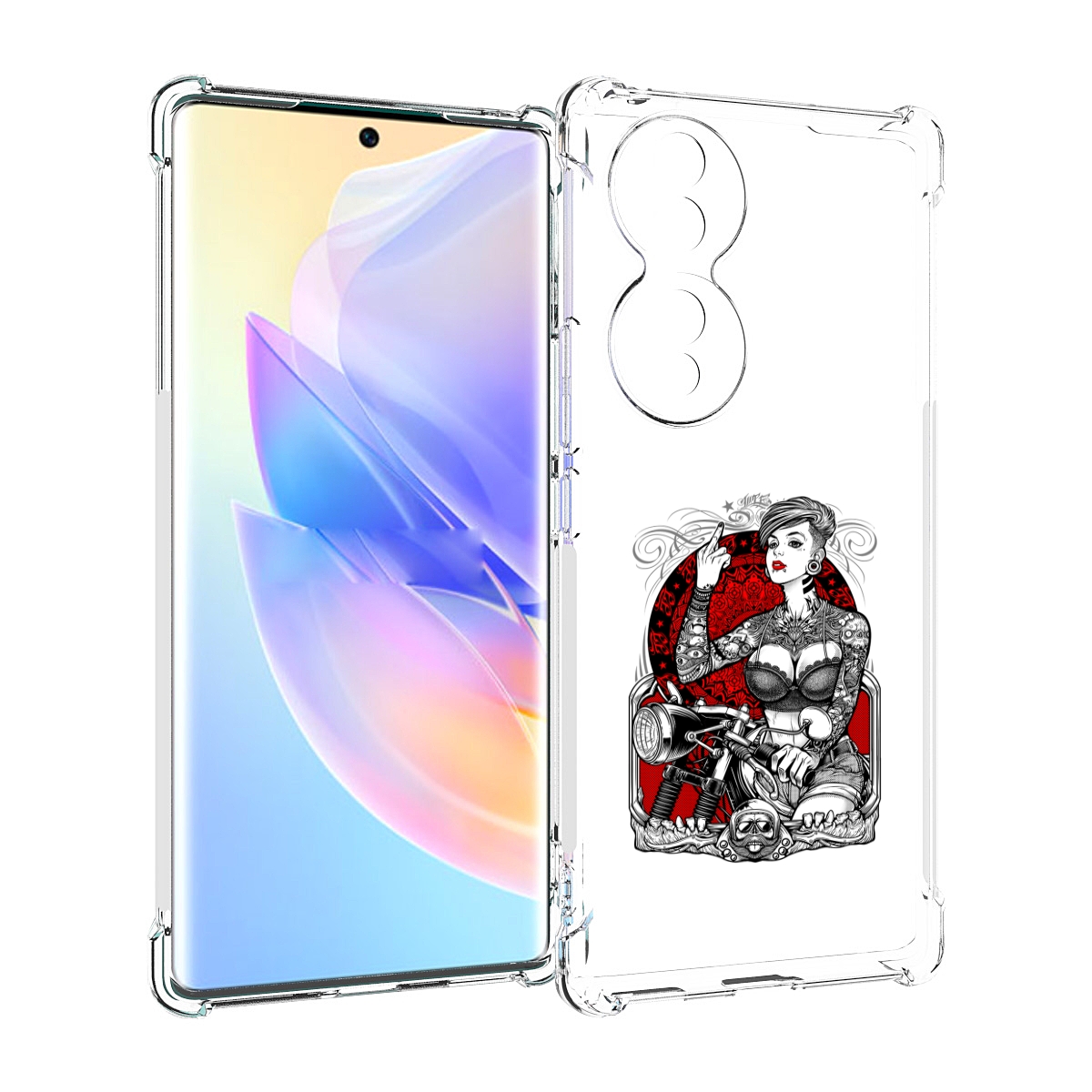Чехол MyPads девушка на мотоцикле для Honor 70