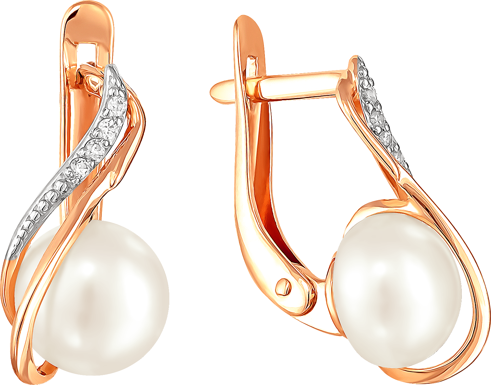 

Серьги женские из золота Примаэксклюзив 290-1-836Р, жемчуг/фианит