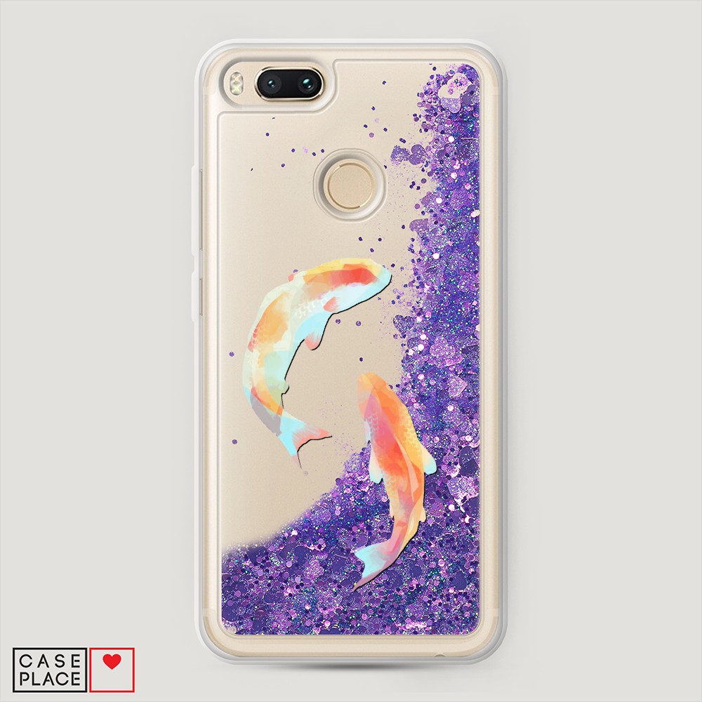 

Жидкий чехол с блестками "Акварельные карпы" на Xiaomi Mi A1, 32692-1