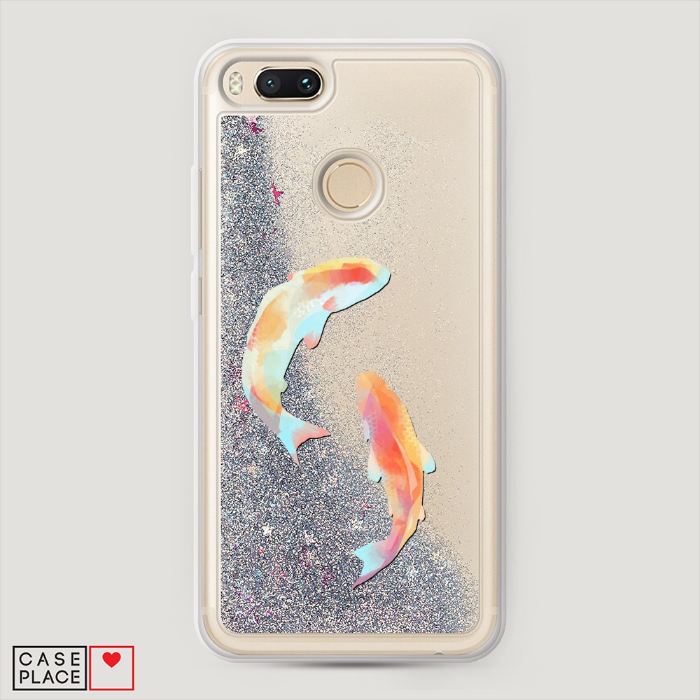 

Жидкий чехол с блестками "Акварельные карпы" на Xiaomi Mi A1
