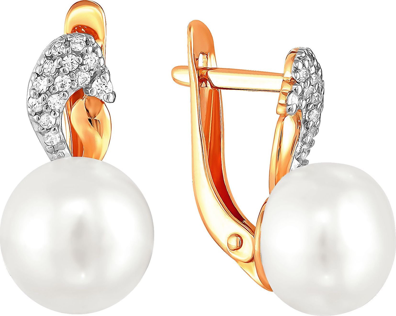 

Серьги женские из золота Примаэксклюзив 290-1-807Р, жемчуг/фианит, 290-1-807Р