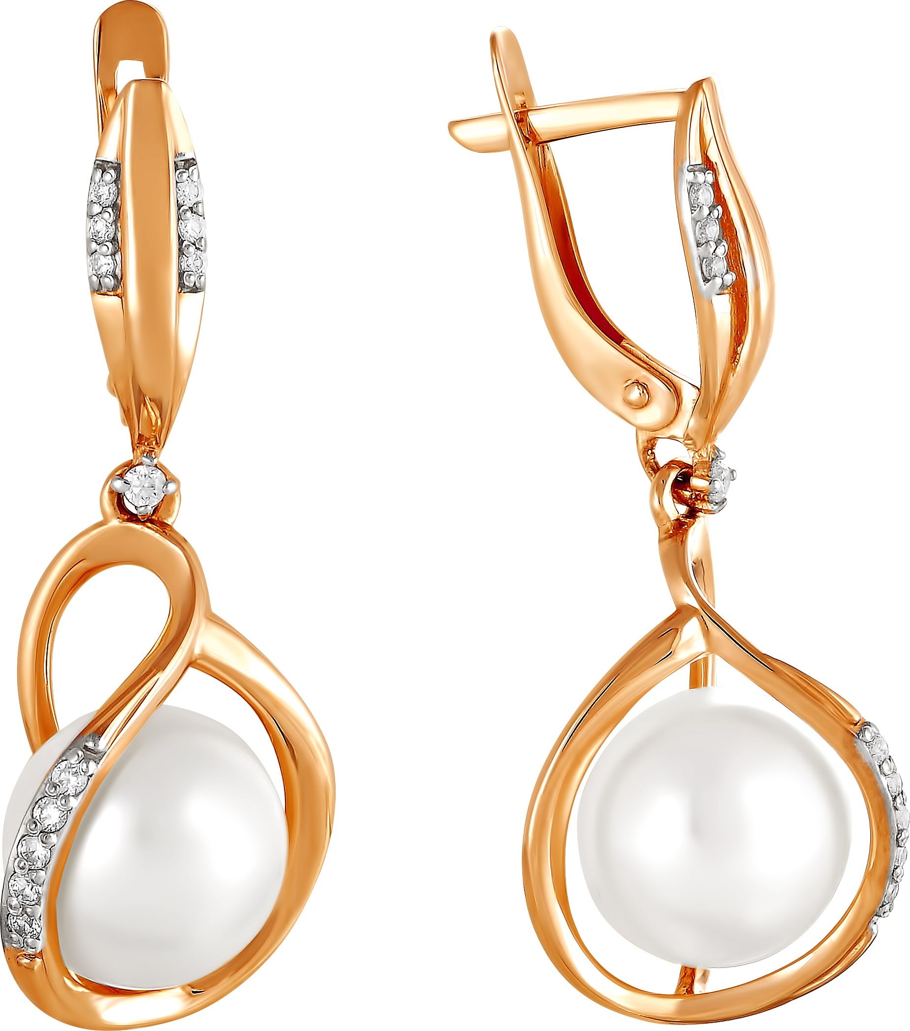 

Серьги женские из золота Примаэксклюзив 290-1-588Р, жемчуг/фианит, 290-1-588Р