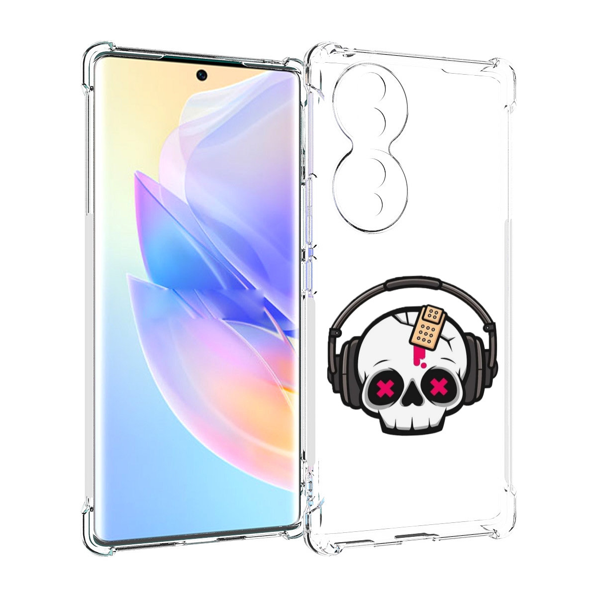 

Чехол MyPads черепок в наушниках для Honor 70, Прозрачный, Tocco