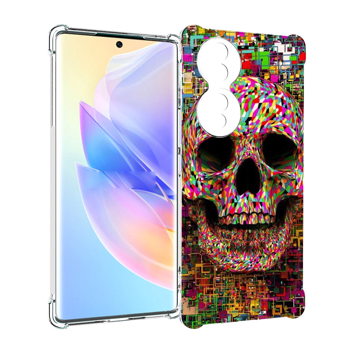 

Чехол MyPads череп красочные цвета для Honor 70, Прозрачный, Tocco