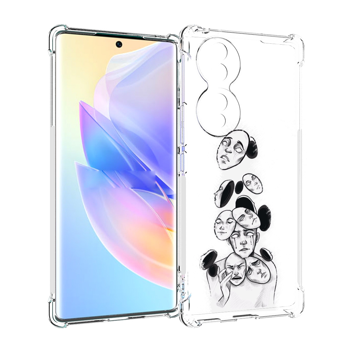 

Чехол MyPads человек с разными масками для Honor 70, Прозрачный, Tocco