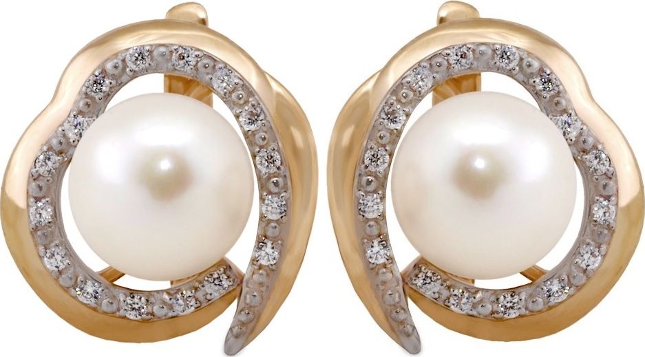 

Серьги женские из золота Примаэксклюзив 290-1-510Р, жемчуг/фианит, 290-1-510Р