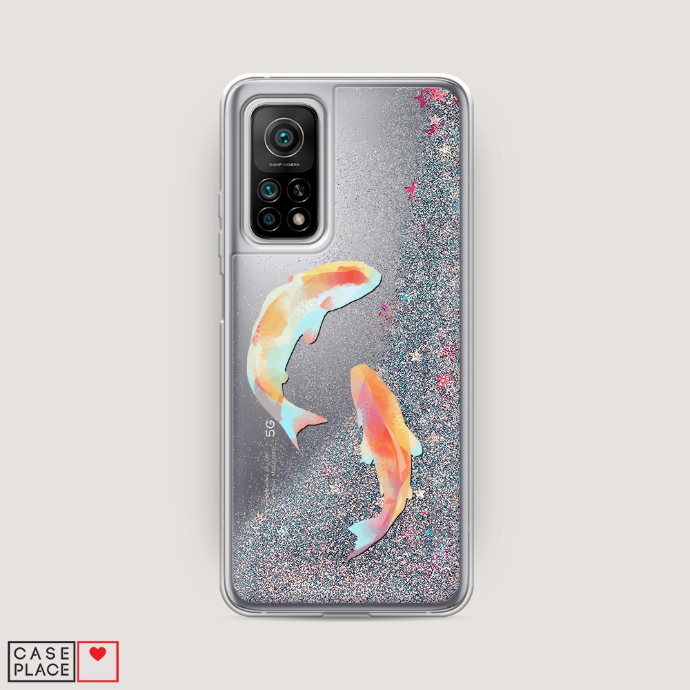 

Жидкий чехол с блестками "Акварельные карпы" на Xiaomi Mi 10T Pro