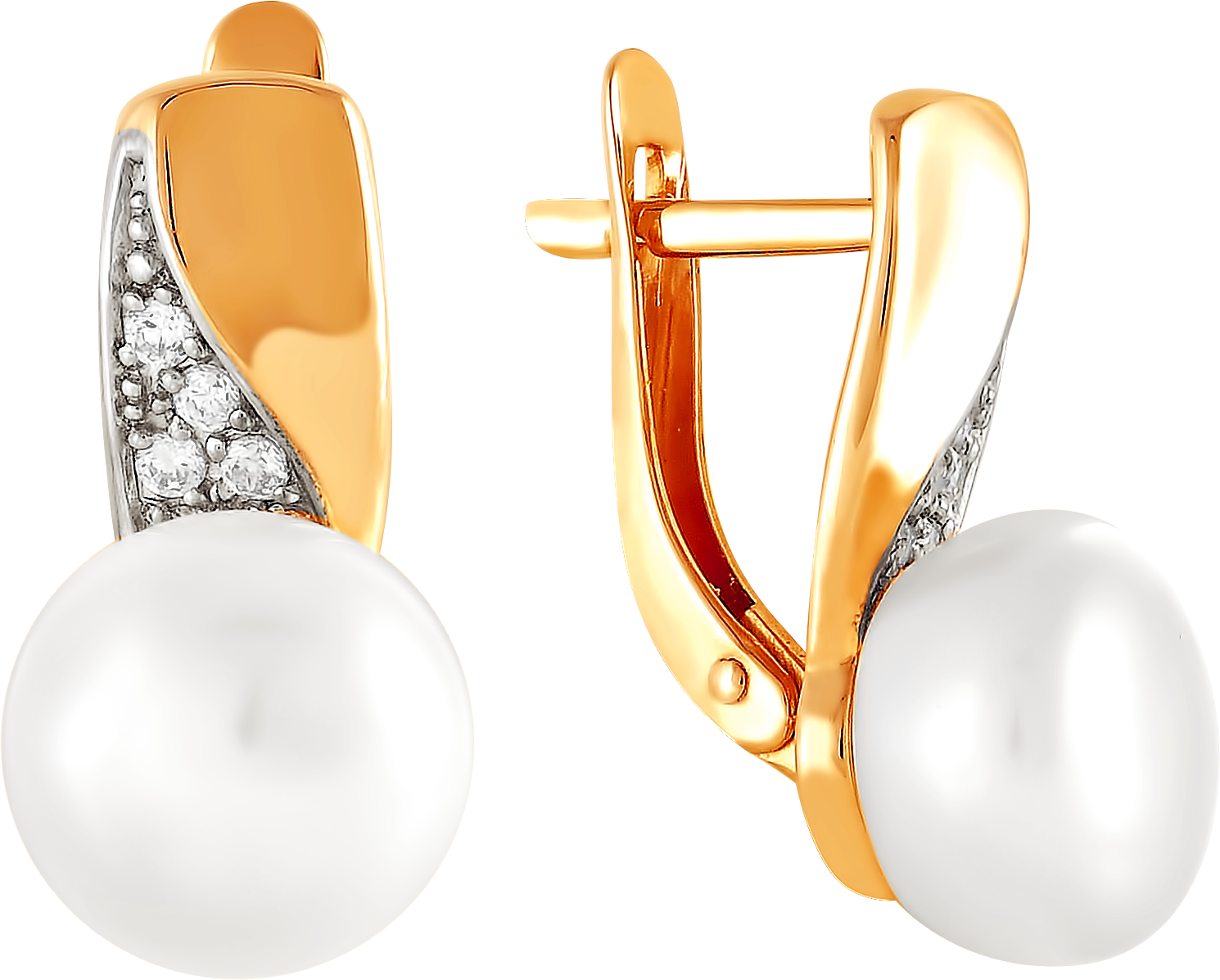 

Серьги женские из золота Примаэксклюзив 290-1-637Р, жемчуг/фианит, 290-1-637Р