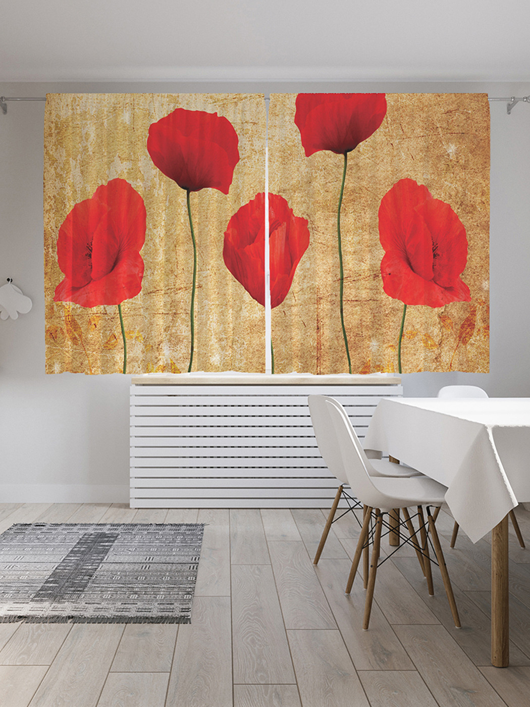 

Шторы с фотопечатью "Облачные маки" из сатена, 290х180 см