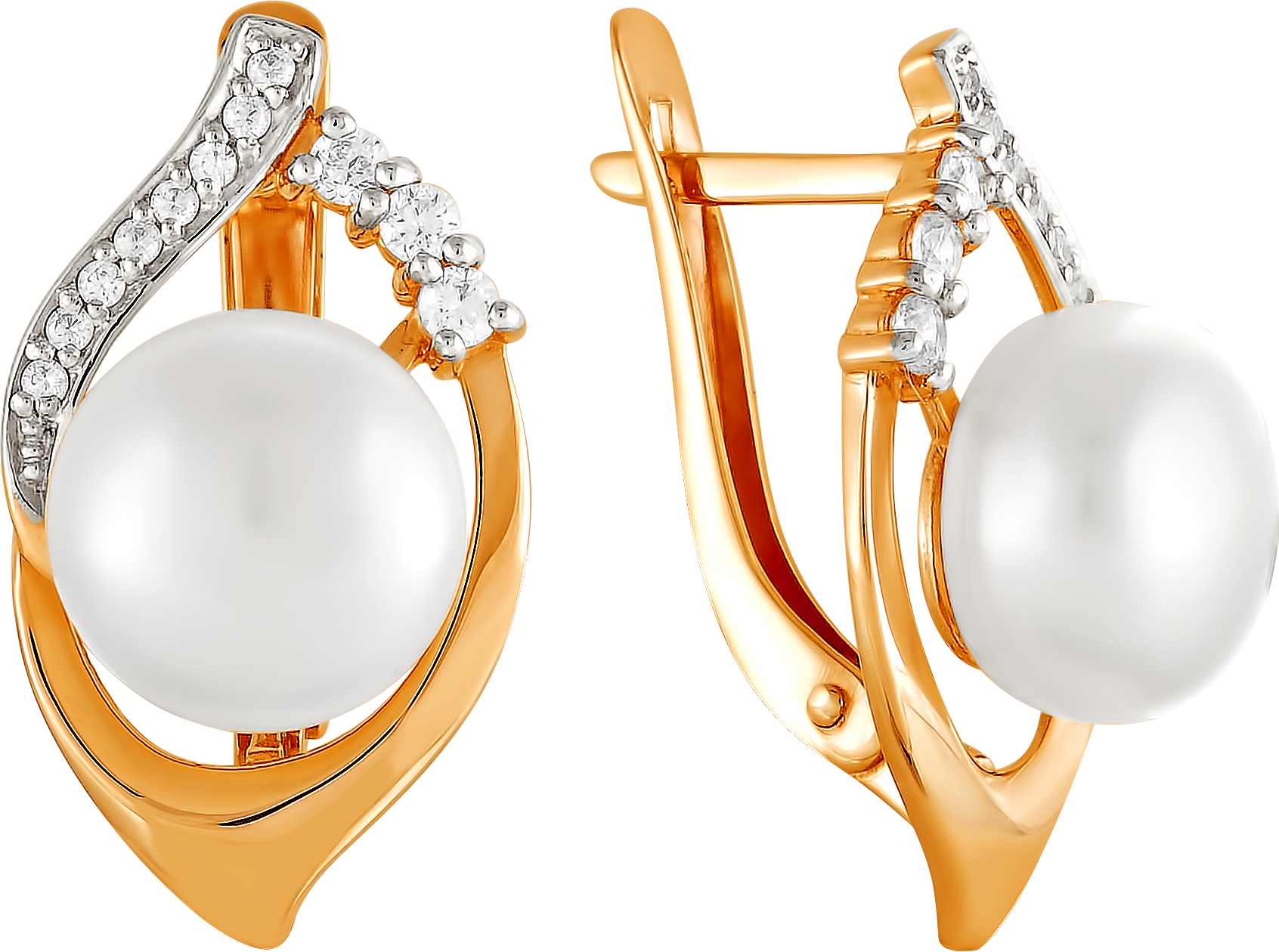 

Серьги женские из золота Примаэксклюзив 290-1-642Р, жемчуг/фианит, 290-1-642Р