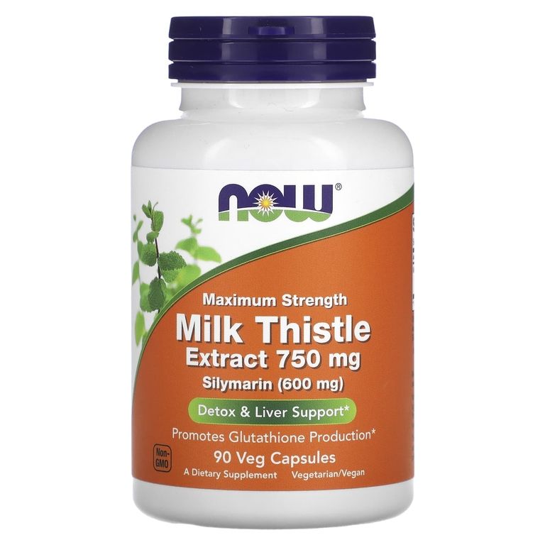 Экстракт расторопши NOW Milk thistle extract 750мг 90 веганских капсул