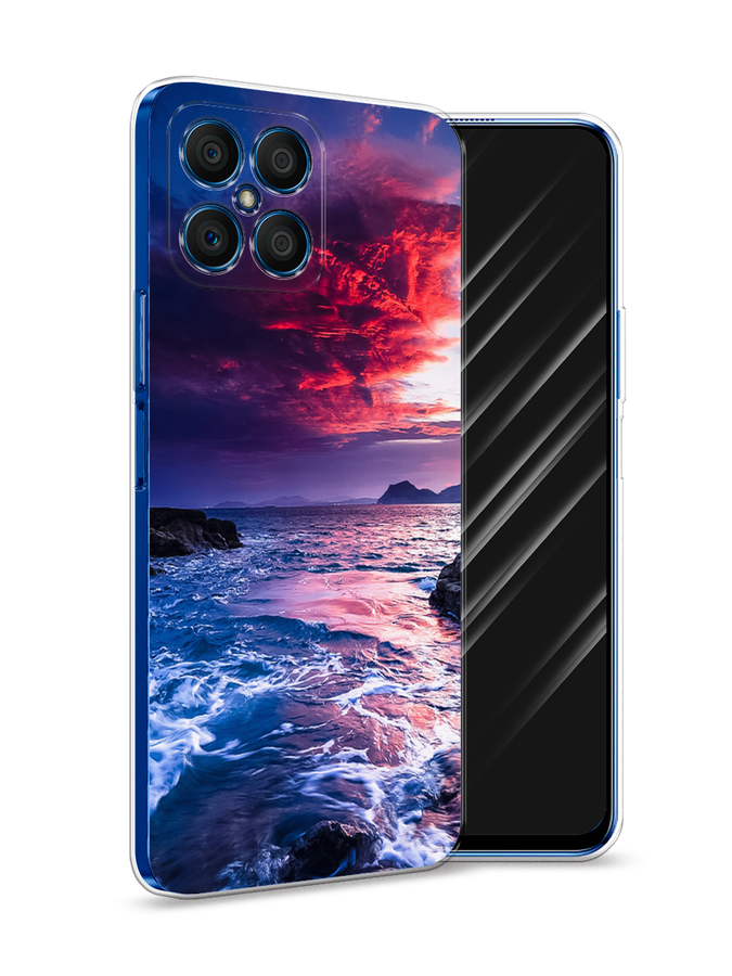 

Чехол Awog на Honor X8 "Волны 1", Розовый;синий, 6107650-4