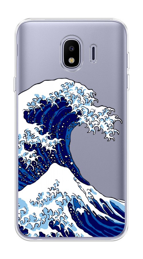

Чехол Awog на Samsung Galaxy J4 "Волна в Канагаве", Синий;белый, 26450-4