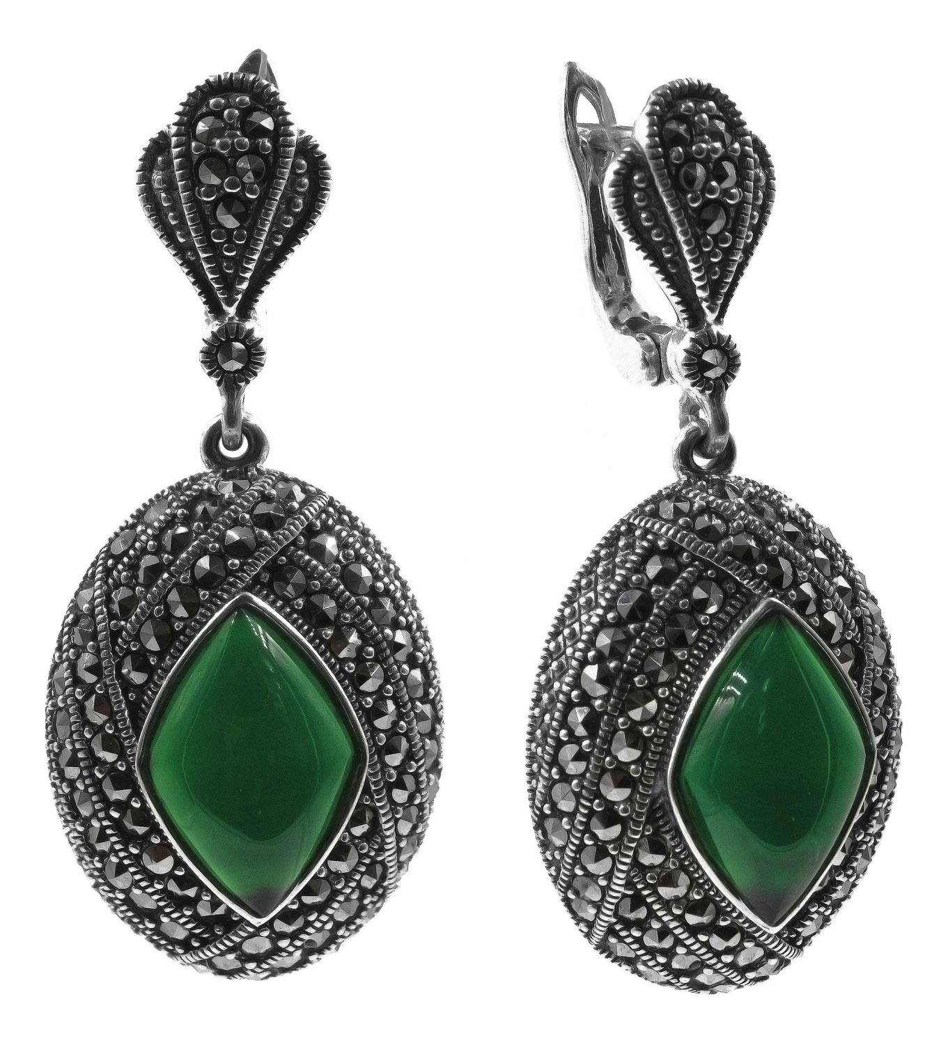 

Серьги из серебра с марказитом Марказит HE959-hrizopraz-mr, HE959-hrizopraz-mr