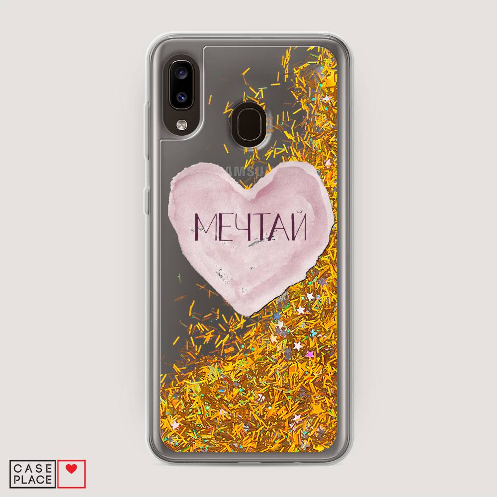 

Жидкий чехол с блестками "Мечтай сердце" на Samsung Galaxy A20, 27690-1
