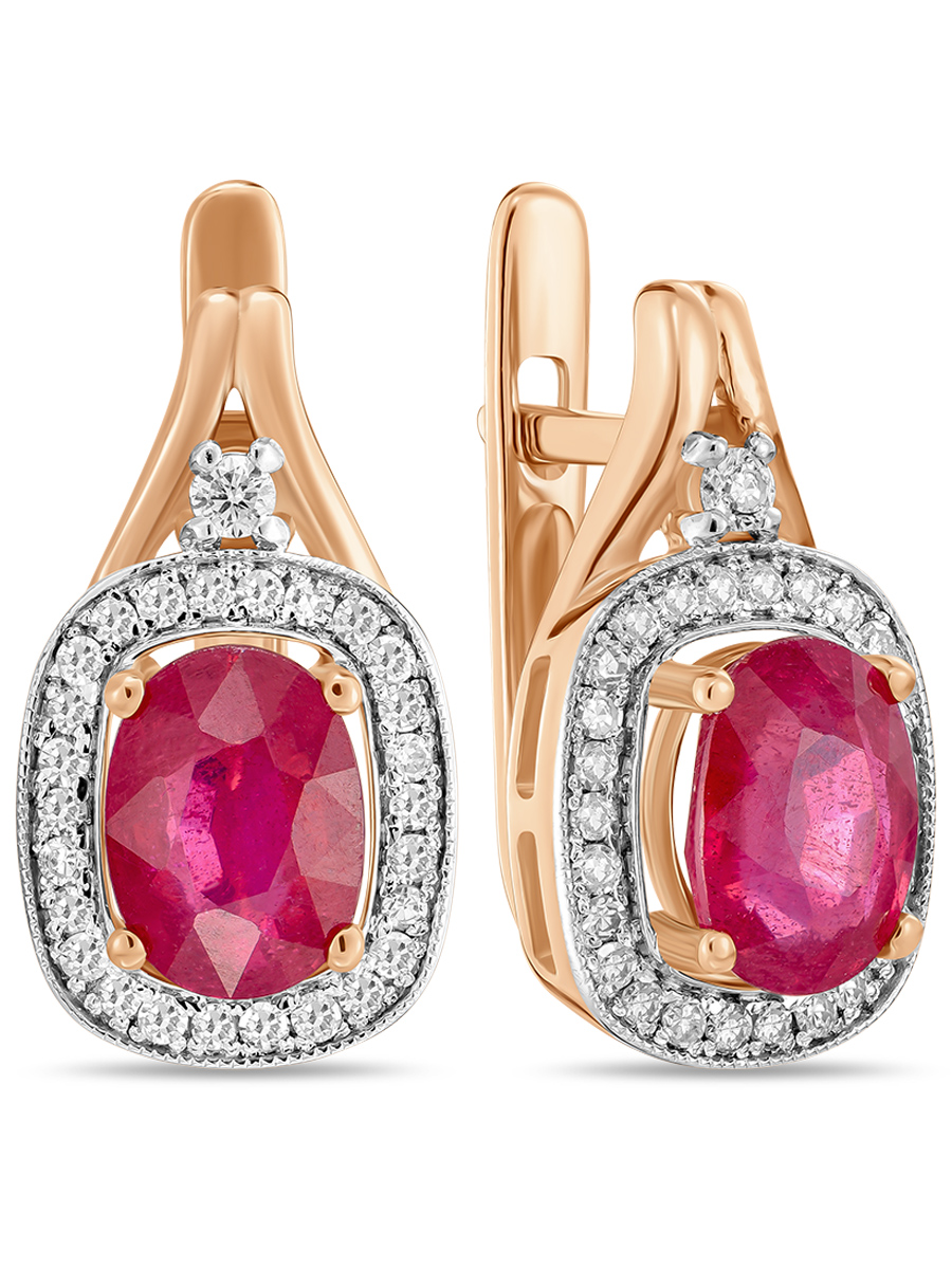 Серьги из красного золота MIUZ Diamonds E01-33850, бриллиант/рубин