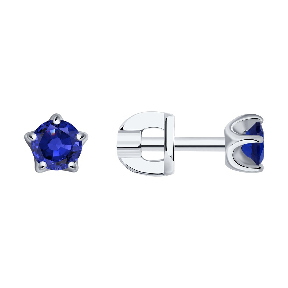 

Серьги пусеты из белого золота SOKOLOV Diamonds 2020914, сапфир, 2020914