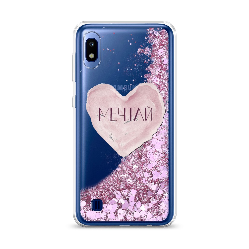 

Жидкий чехол с блестками "Мечтай сердце" на Samsung Galaxy A10, 27994-1