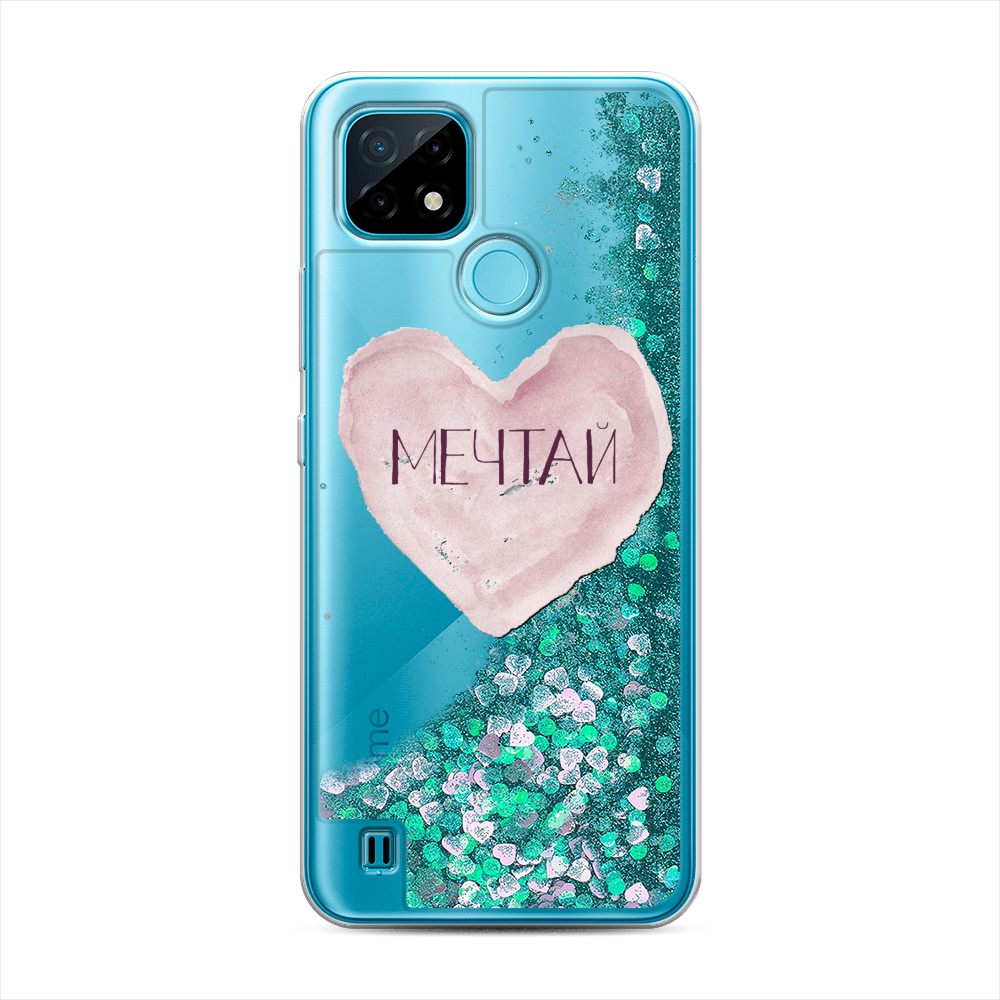 

Жидкий чехол с блестками "Мечтай сердце" на Realme C21