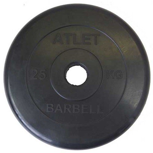 фото Диск обрезиненный черный mb atlet d-51 25кг mb barbell