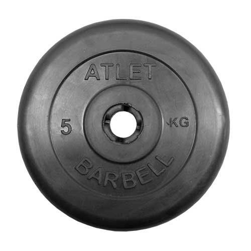 фото Диск обрезиненный черный mb atlet d-31 5кг mb barbell