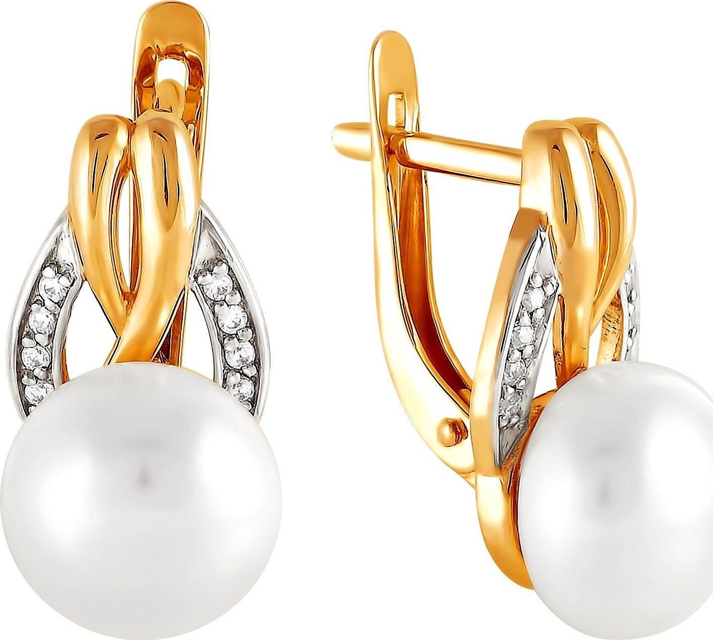 

Серьги женские из золота Примаэксклюзив 290-1-672Р, жемчуг/фианит, 290-1-672Р