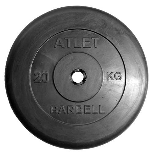 фото Диск обрезиненный черный mb atlet d-31 20кг mb barbell