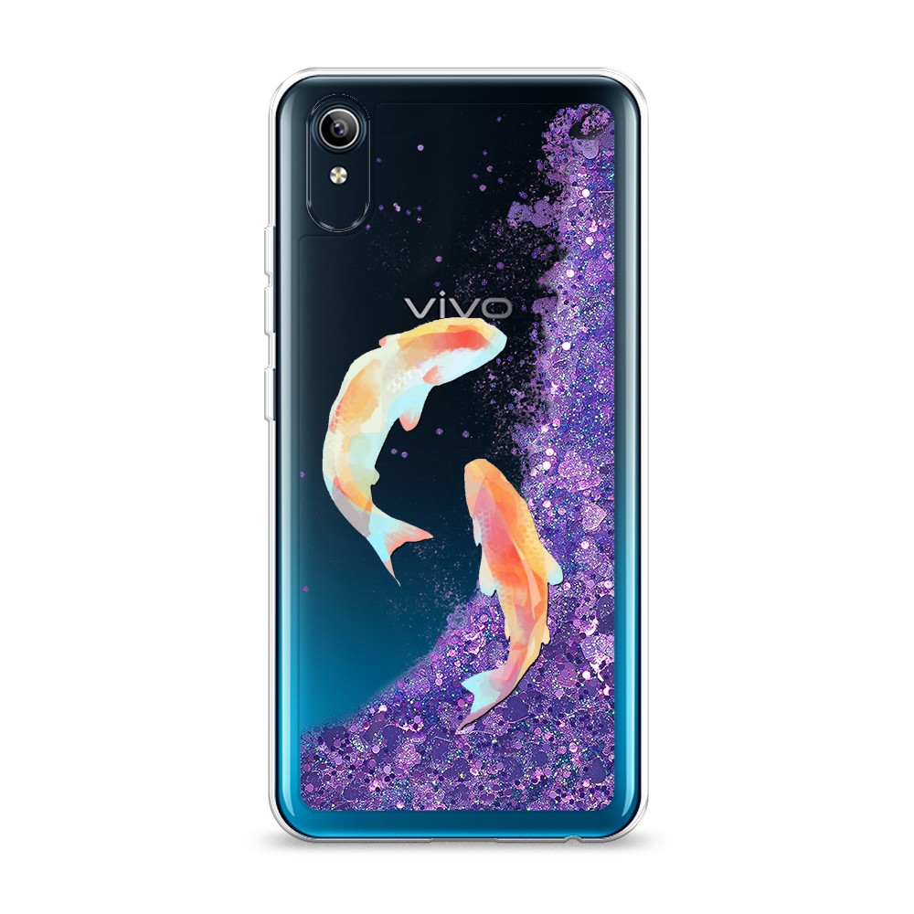 

Жидкий чехол с блестками "Акварельные карпы" на Vivo Y91c, 262892-1