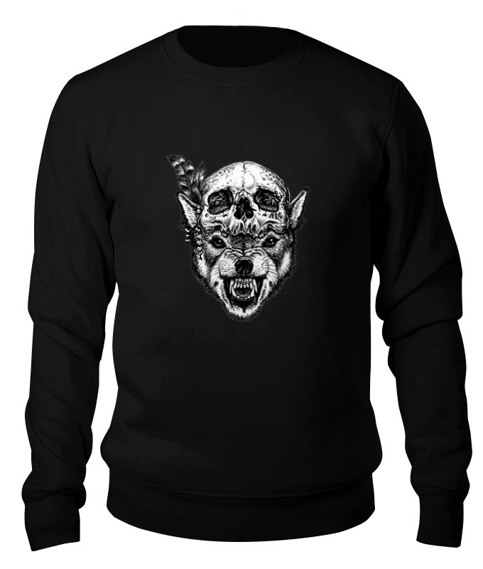 

Свитшот унисекс Printio Wolf & skull черный L, Wolf & skull