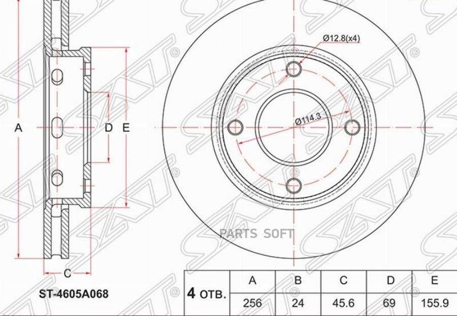 

SAT Диск тормозной перед MITSUBISHI COLT VI 02-12/SMART FORFOUR 04-06