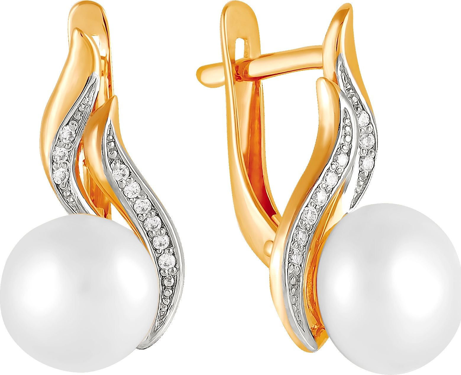 

Серьги женские из золота Примаэксклюзив 290-1-639Р, жемчуг/фианит, 290-1-639Р