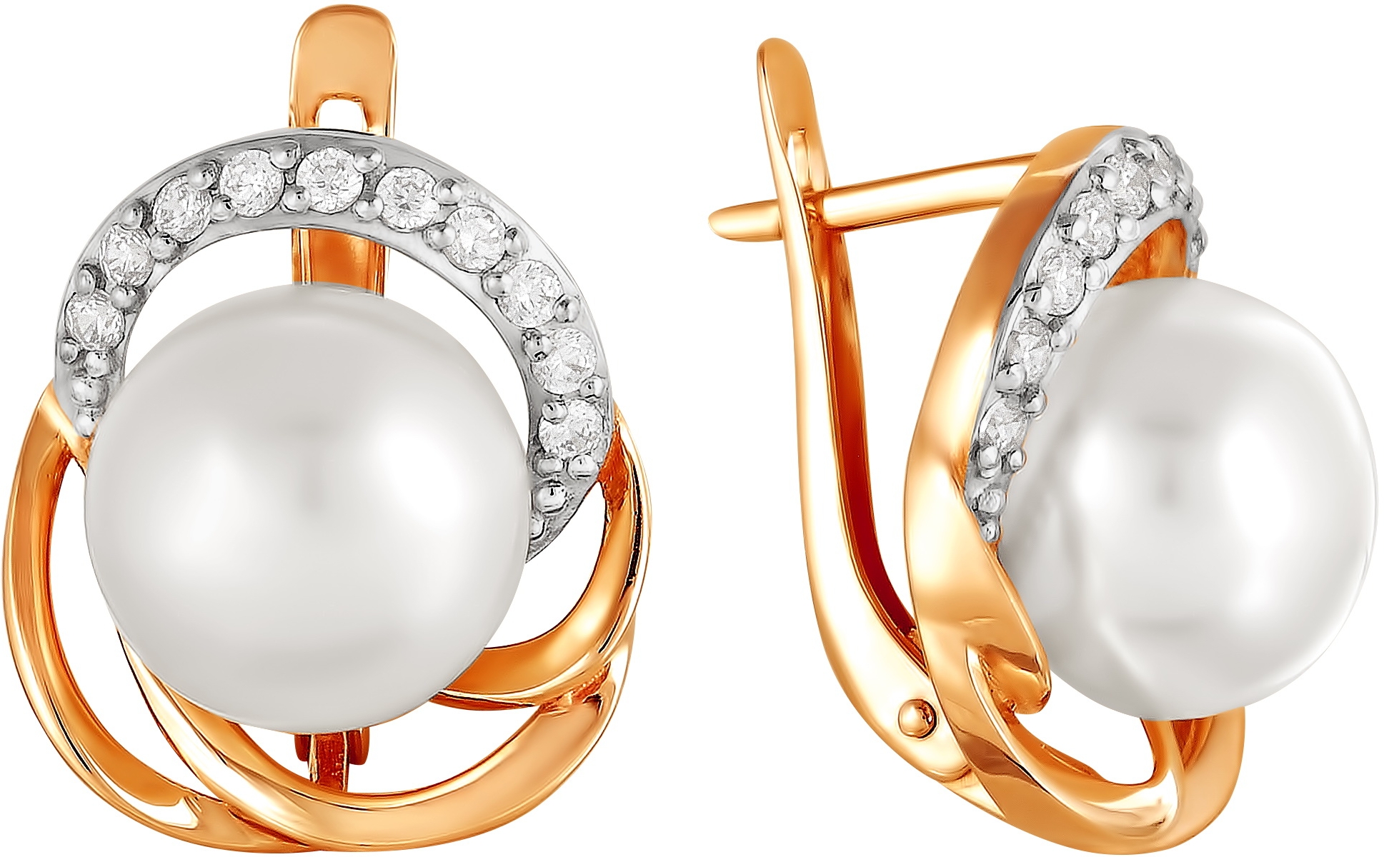 

Серьги женские из золота Примаэксклюзив 290-1-618Р, жемчуг/фианит, 290-1-618Р