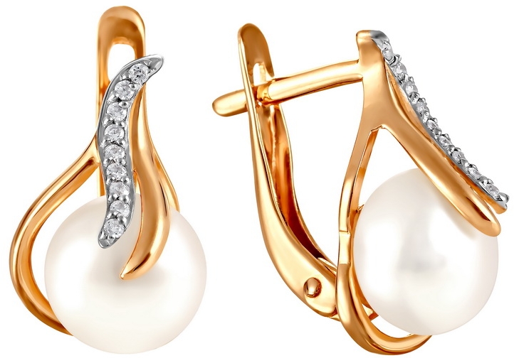 

Серьги женские из золота Примаэксклюзив 290-1-552Р, жемчуг/фианит, 290-1-552Р