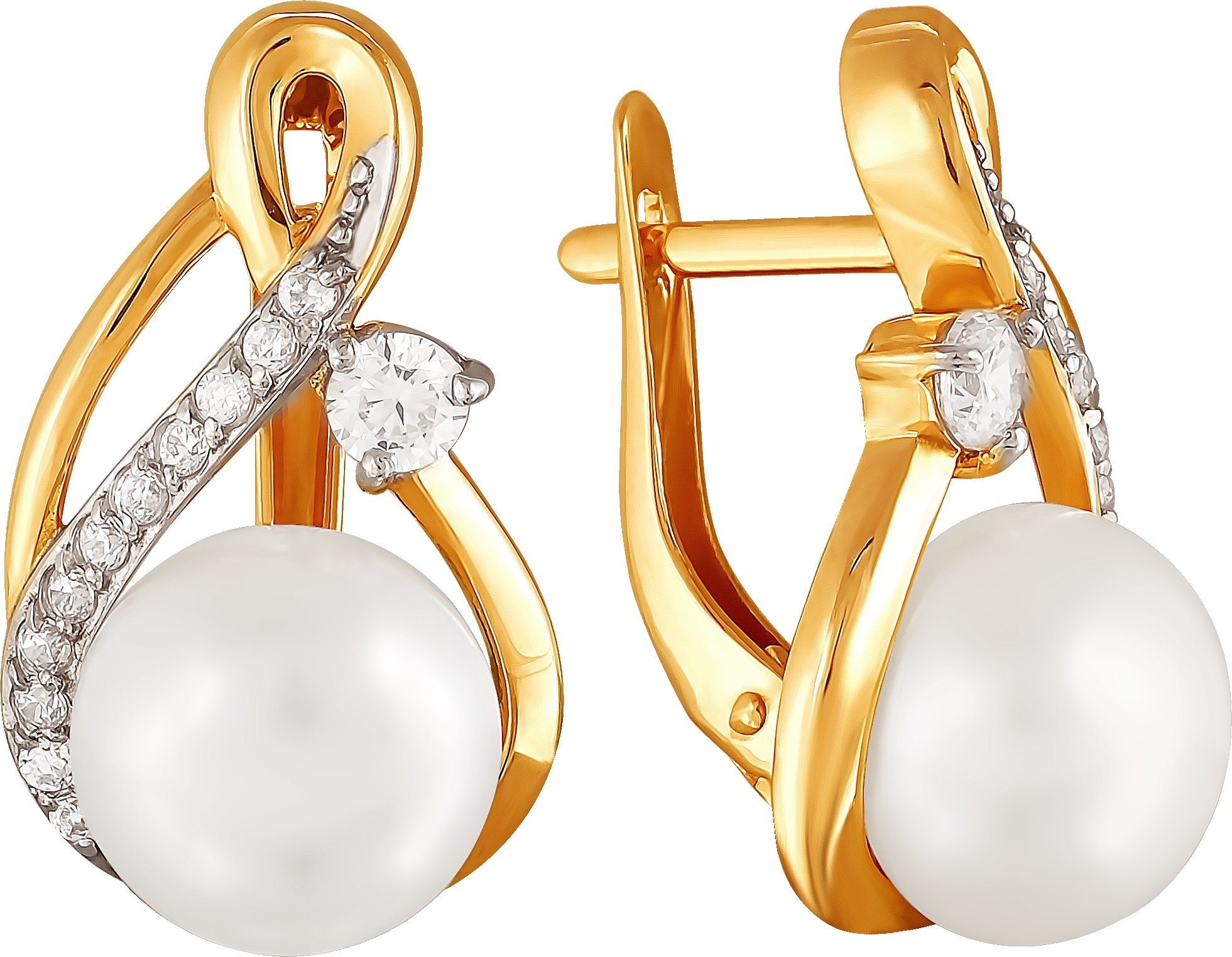 

Серьги женские из золота Примаэксклюзив 290-1-570Р, жемчуг/фианит, 290-1-570Р