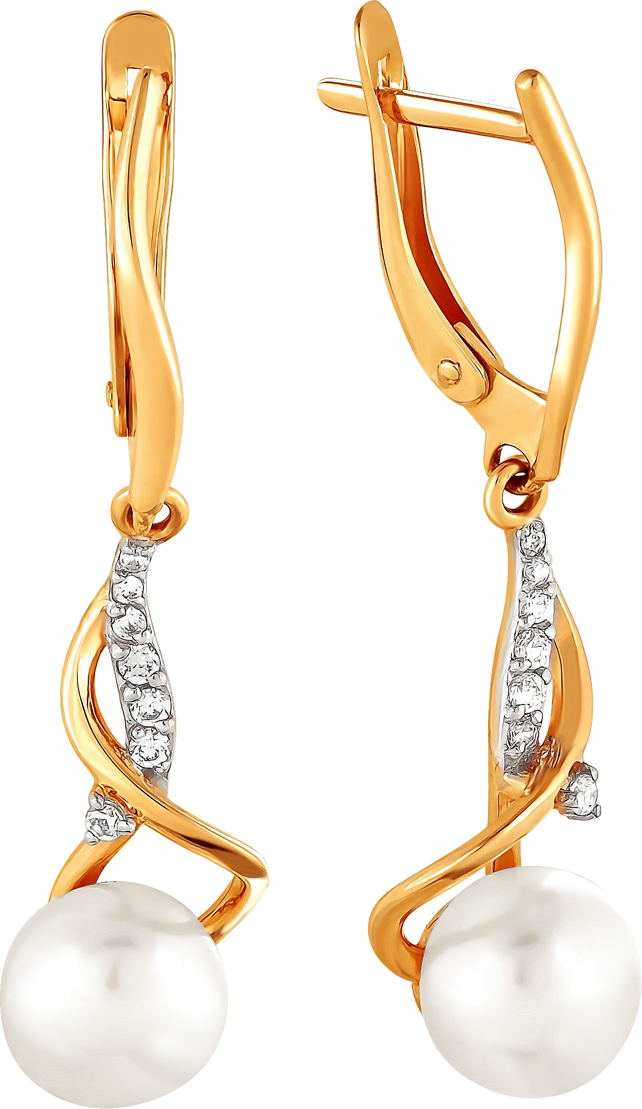 

Серьги женские из золота Примаэксклюзив 290-1-572Р, жемчуг/фианит, 290-1-572Р